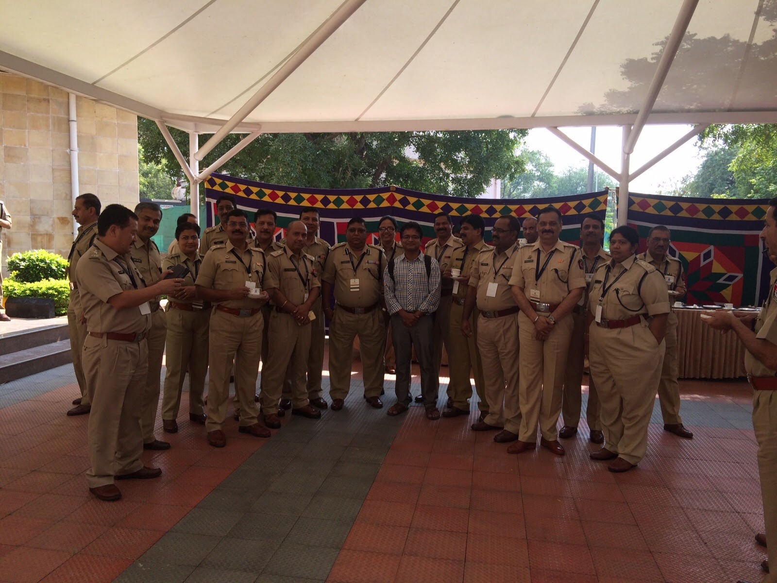 Informal tea-circle conversation with police officers